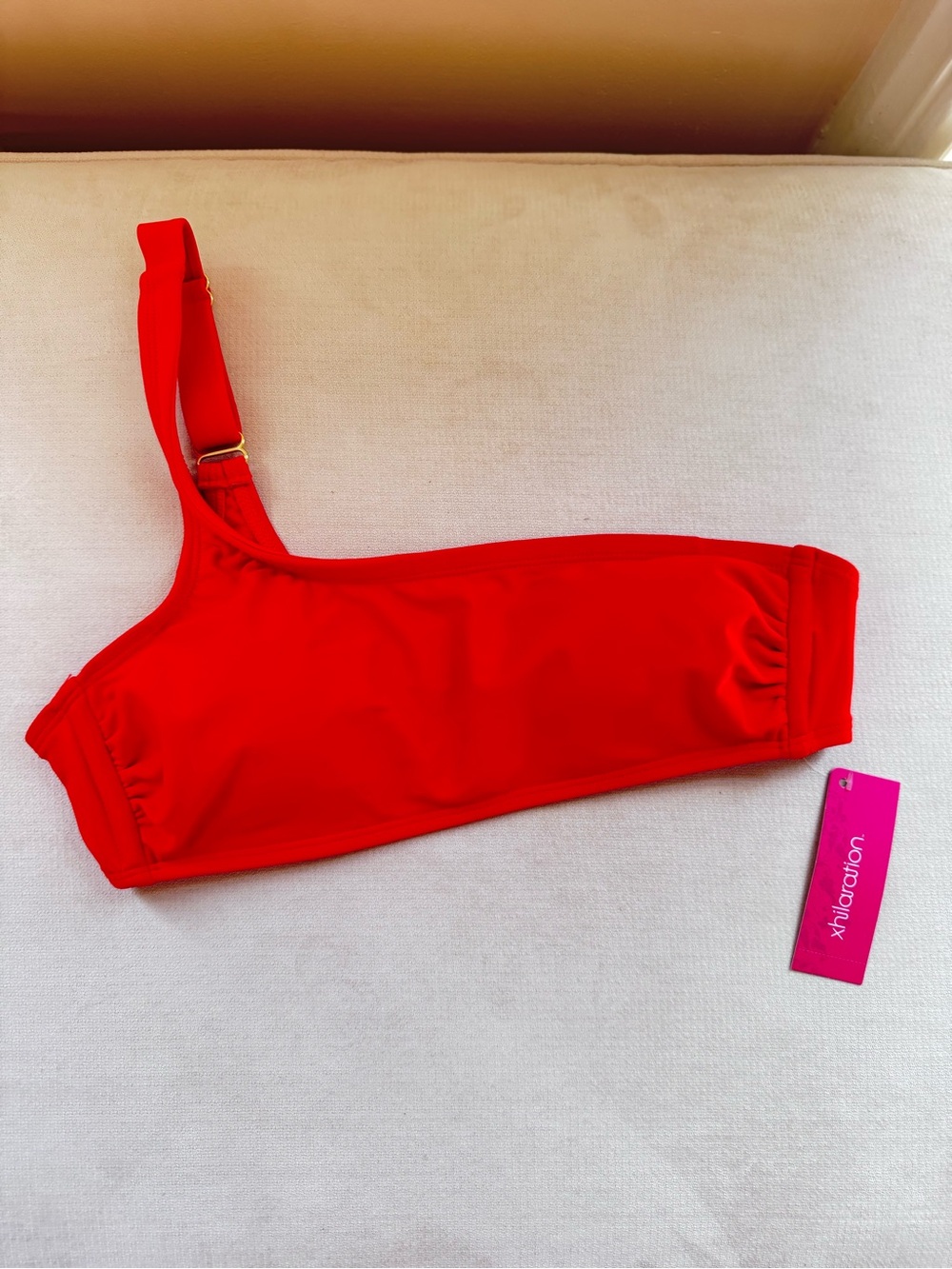 Xhilaration Red One-Shoulder Bikini Top